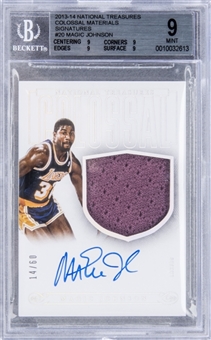 2013/14 National Treasures "Colossal Materials" Signatures Magic Johnson Signed Card (#14/60) – BGS MINT 9/BGS 10 
